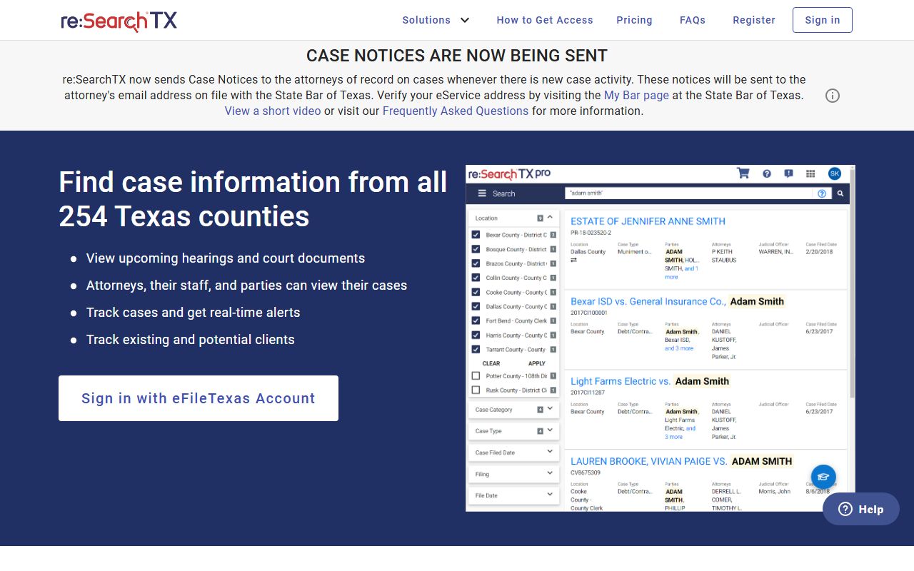 Young County court records after arrest reSearchTX statewide case lookup portal
