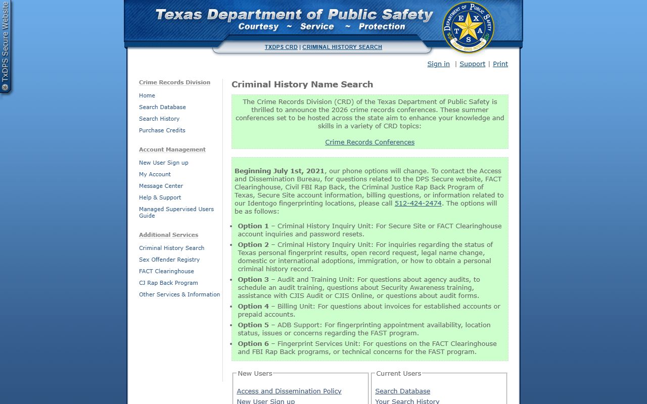 Young County court records after arrest Texas DPS criminal history conviction search