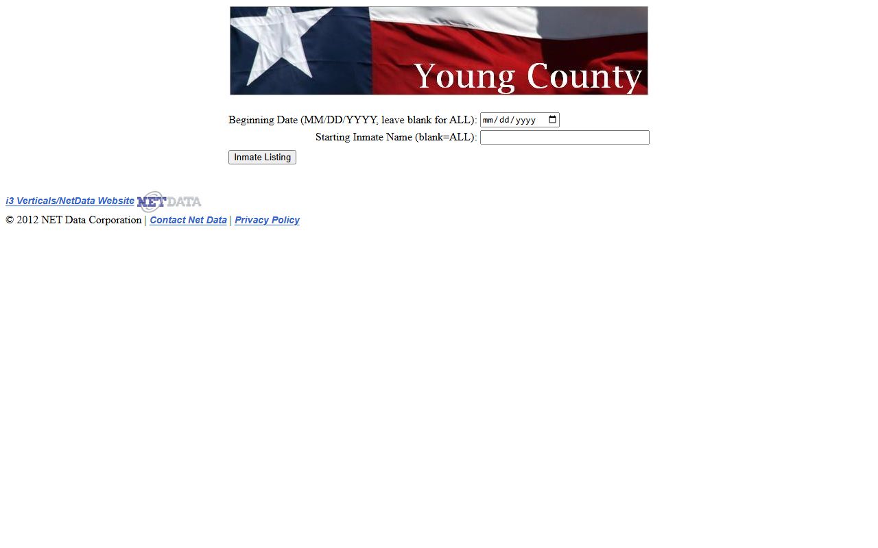 Young County inmate search form for the current jail list