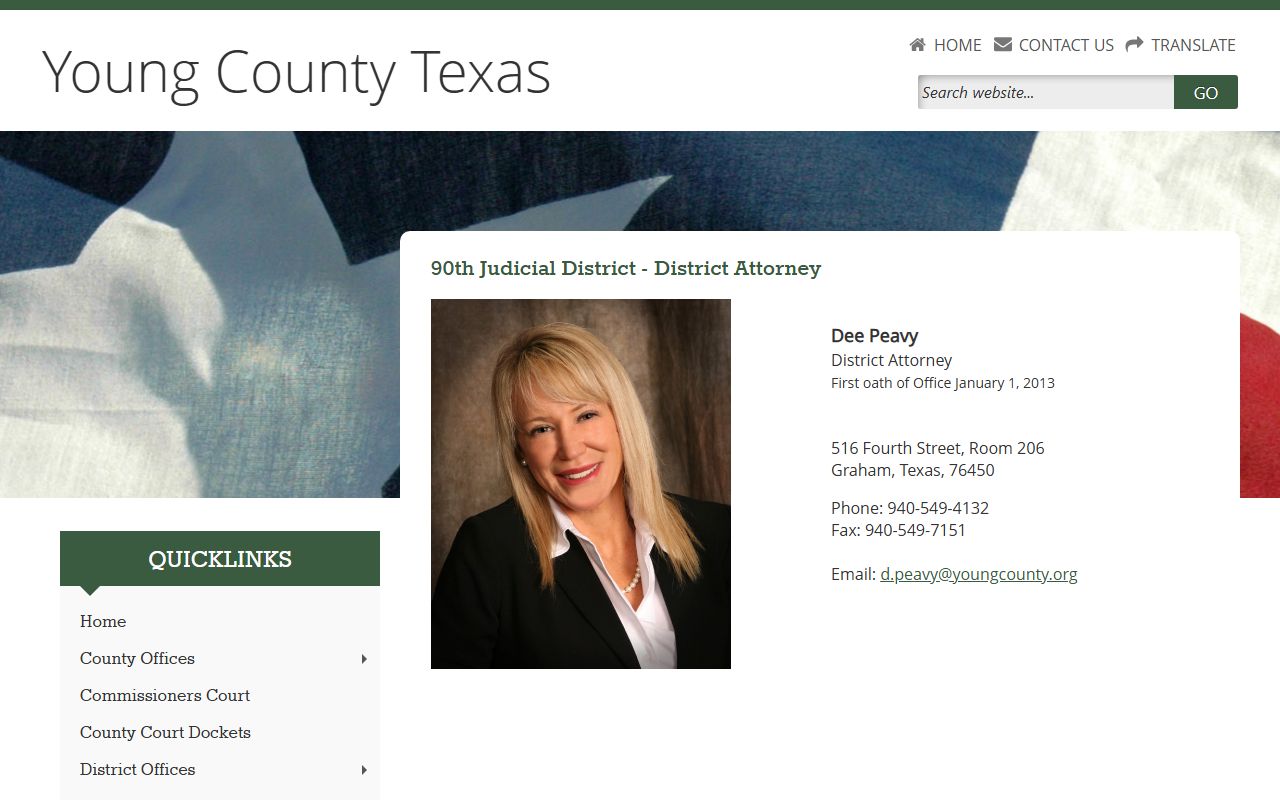 Young County court records after arrest District Attorney Dee Peavy contact page
